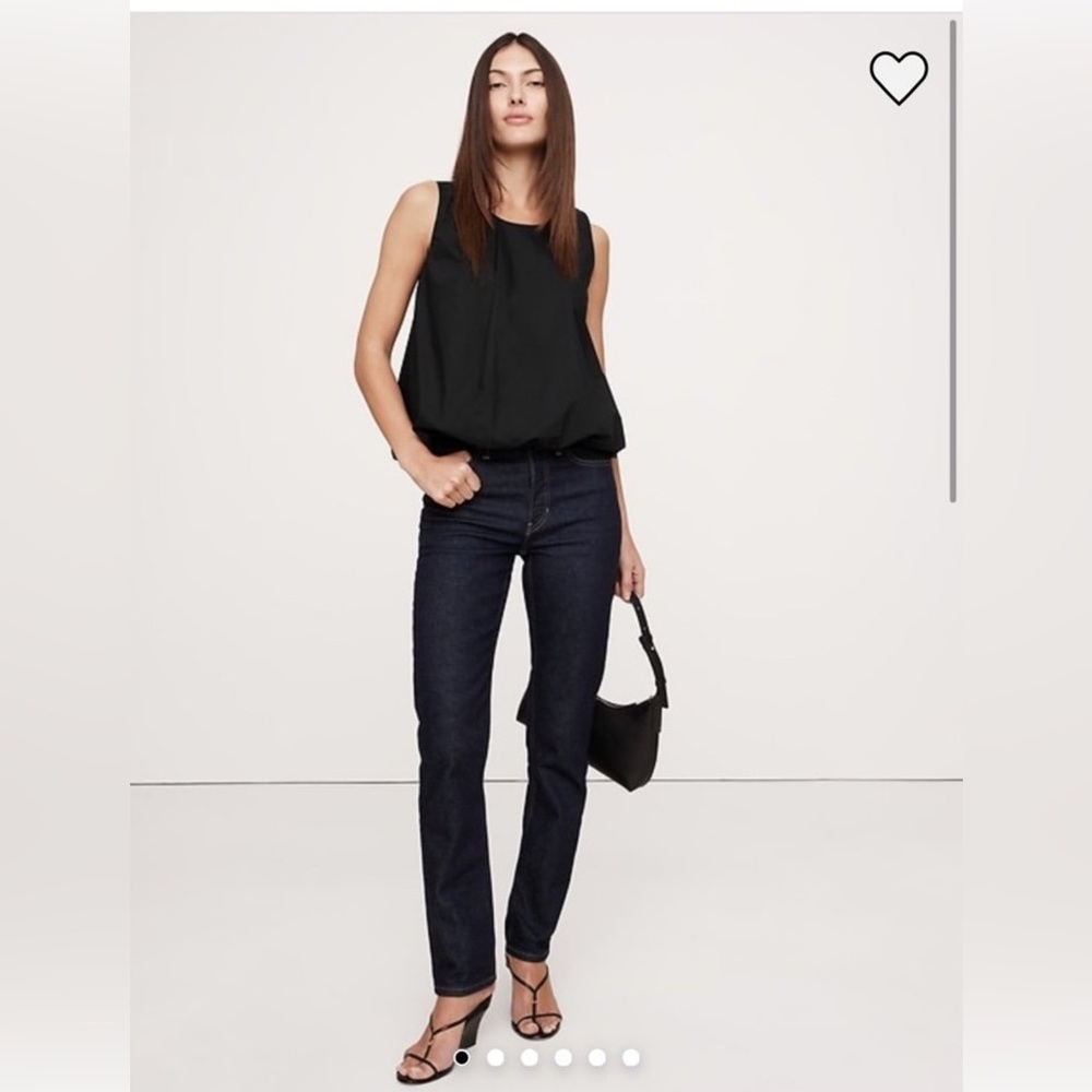 Banana Republic Black poplin Sleeveless bubble Top - Size Medium - NWT